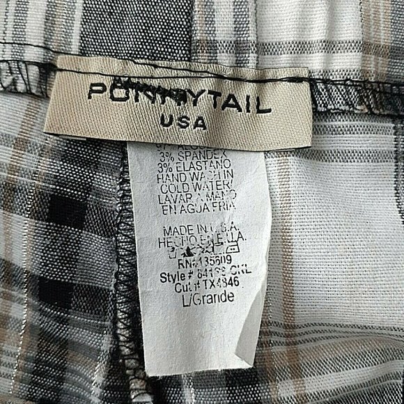 Ponny Tail USA Plaid Shorts size Large with Pockets *NWOT* Casual Work Stretch - Picture 5 of 5